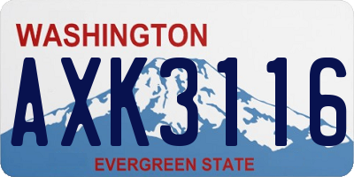 WA license plate AXK3116