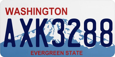 WA license plate AXK3288