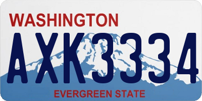 WA license plate AXK3334