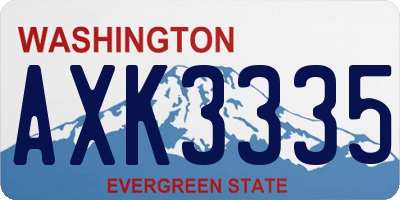 WA license plate AXK3335