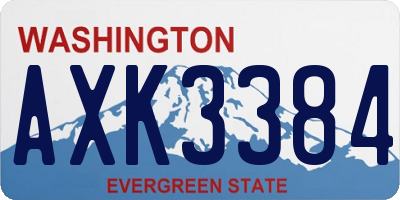 WA license plate AXK3384