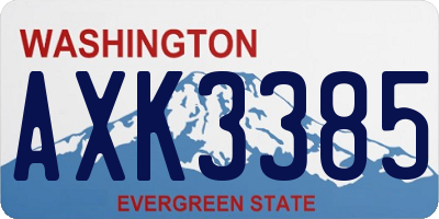 WA license plate AXK3385