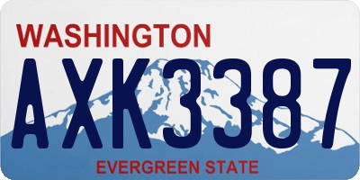 WA license plate AXK3387