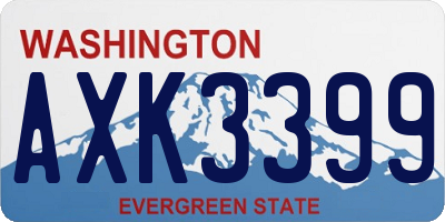 WA license plate AXK3399