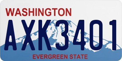 WA license plate AXK3401