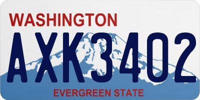 WA license plate AXK3402