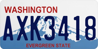 WA license plate AXK3418