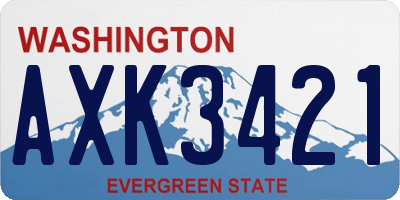 WA license plate AXK3421
