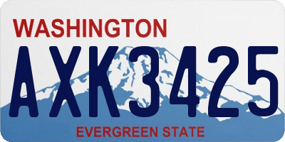 WA license plate AXK3425