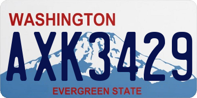 WA license plate AXK3429