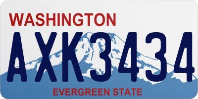 WA license plate AXK3434