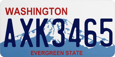 WA license plate AXK3465
