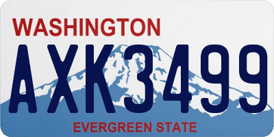 WA license plate AXK3499