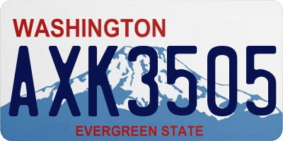 WA license plate AXK3505