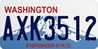WA license plate AXK3512