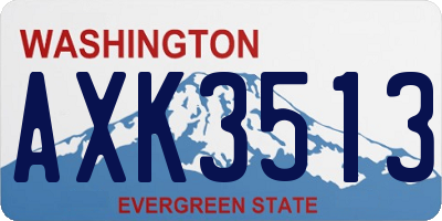 WA license plate AXK3513