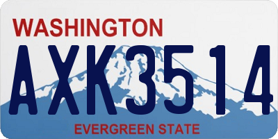 WA license plate AXK3514