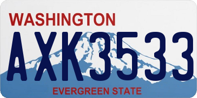 WA license plate AXK3533