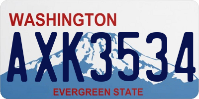 WA license plate AXK3534