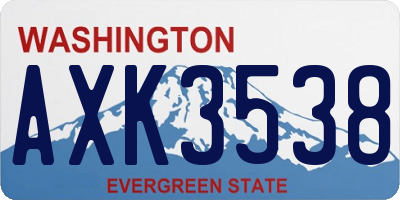 WA license plate AXK3538