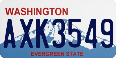 WA license plate AXK3549