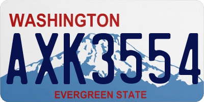 WA license plate AXK3554