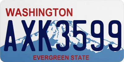 WA license plate AXK3599