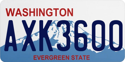 WA license plate AXK3600