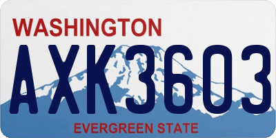 WA license plate AXK3603