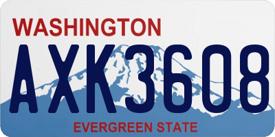 WA license plate AXK3608