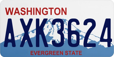 WA license plate AXK3624