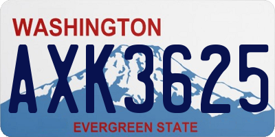 WA license plate AXK3625