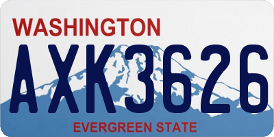 WA license plate AXK3626