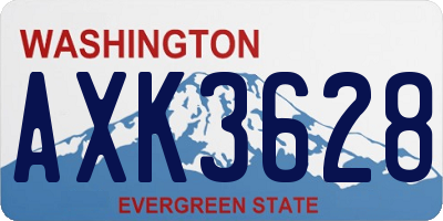 WA license plate AXK3628