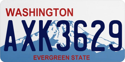 WA license plate AXK3629
