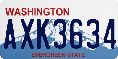 WA license plate AXK3634