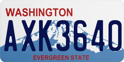 WA license plate AXK3640