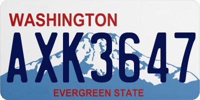 WA license plate AXK3647