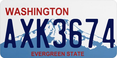 WA license plate AXK3674