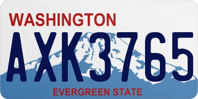 WA license plate AXK3765