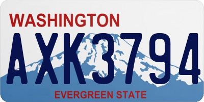 WA license plate AXK3794