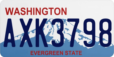 WA license plate AXK3798