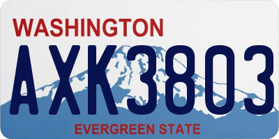 WA license plate AXK3803