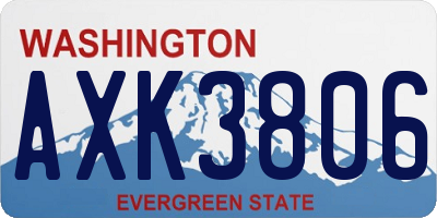 WA license plate AXK3806