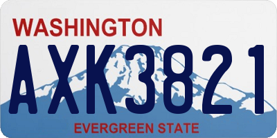 WA license plate AXK3821