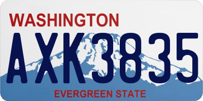 WA license plate AXK3835