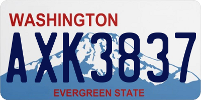 WA license plate AXK3837