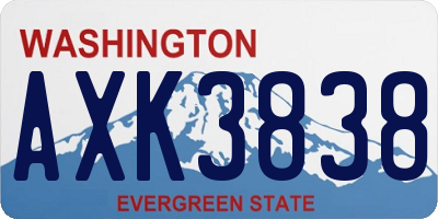 WA license plate AXK3838