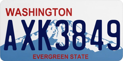 WA license plate AXK3849