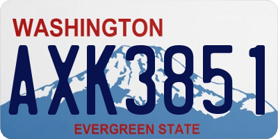 WA license plate AXK3851